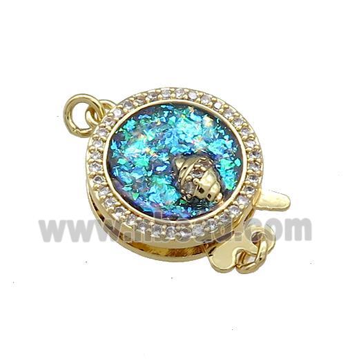 Copper Slide Clasp Pave Fire Opal Zircon Snail 18K Gold