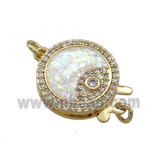 Copper Slide Clasp Pave Fire Opal Zircon Eye 18K Gold