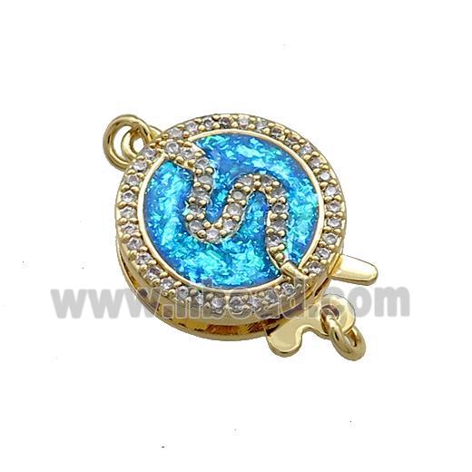 Copper Slide Clasp Pave Fire Opal Zircon Snake 18K Gold