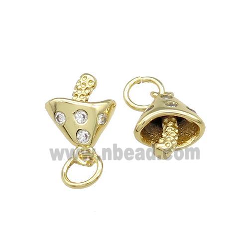 Copper Mushroom Pendant Pave Zircon Gold Plated