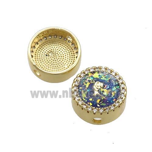 Copper Button Beads Pave Multicolor Fire Opal 18K Gold Plated