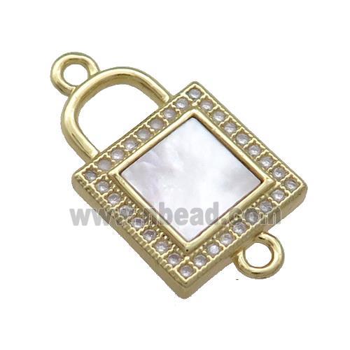 Copper Lock Connector Pave Shell Zircon 18K Gold Plated