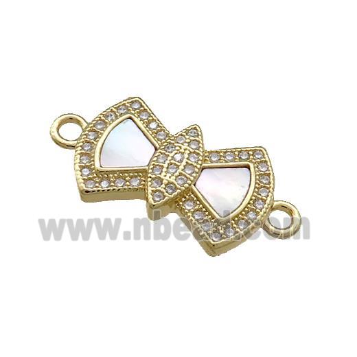 Copper Connector Pave Shell Zircon 18K Gold Plated