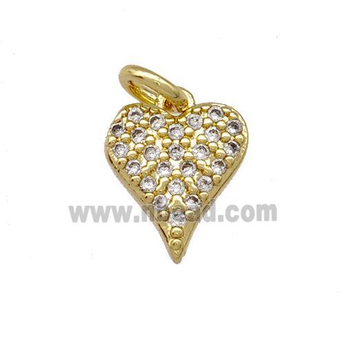 Copper Heart Pendant Micro Pave Zirconia Gold Plated