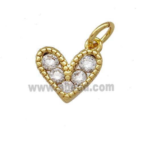 Copper Heart Pendant Pave Zirconia Gold Plated