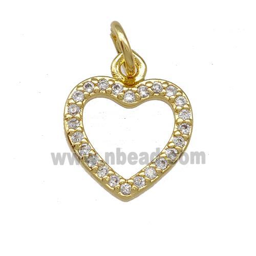 Copper Heart Pendant Pave Zirconia Gold Plated