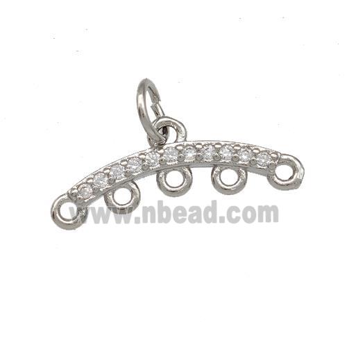 Copper End Bar Pendant Terminals Pave Zirconia Platinum Plated