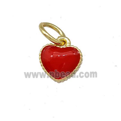 Copper Heart Pendant Red Enamel Gold Plated