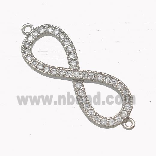 Copper Infinity Connector Pave Zirconia Platinum Plated