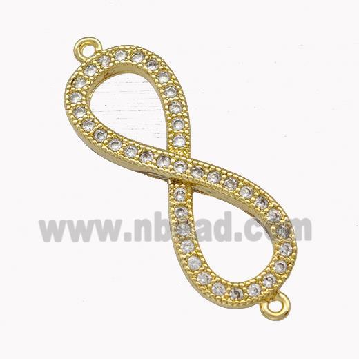 Copper Infinity Connector Pave Zirconia Gold Plated