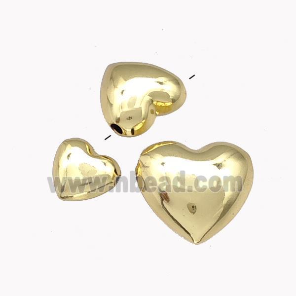 Copper Heart Beads Hollow Gold Plated