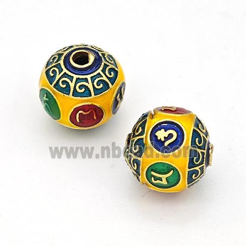 Copper Round Beads Multicolor Painted Gold Plated