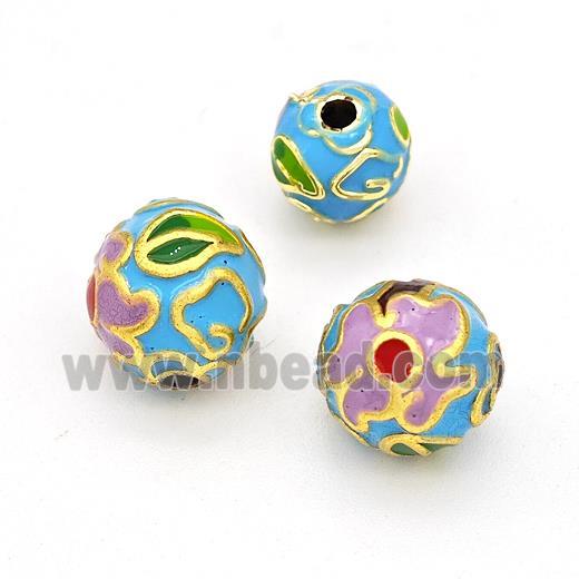 Copper Round Beads Multicolor Enamel Gold Plated