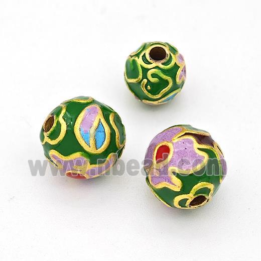 Copper Round Beads Multicolor Enamel Gold Plated