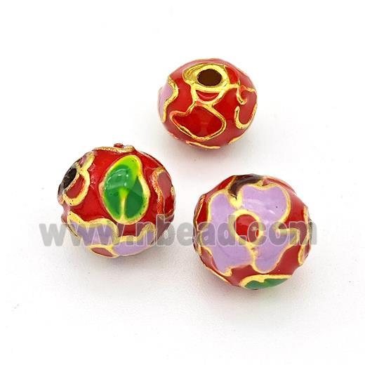 Copper Round Beads Multicolor Enamel Gold Plated