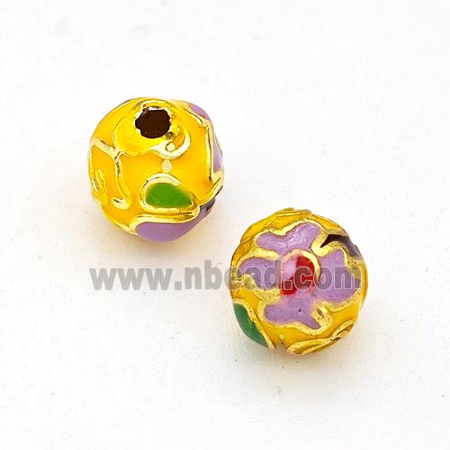 Copper Round Beads Multicolor Enamel Gold Plated