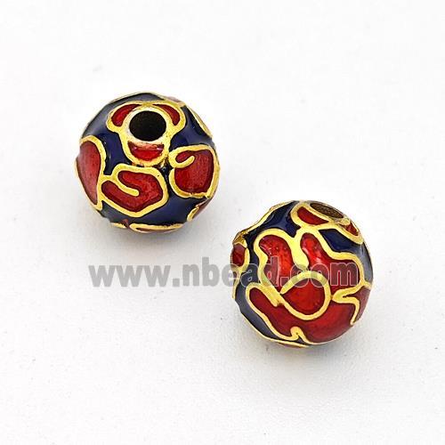 Copper Round Beads Multicolor Painted Gold Plated