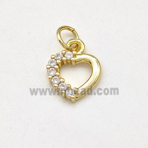 Copper Heart Pendant Pave Zirconia Gold Plated