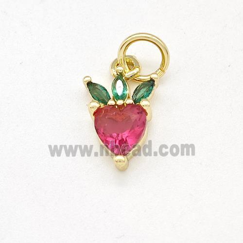 Copper Apple Pendant Pave Zirconia Gold Plated