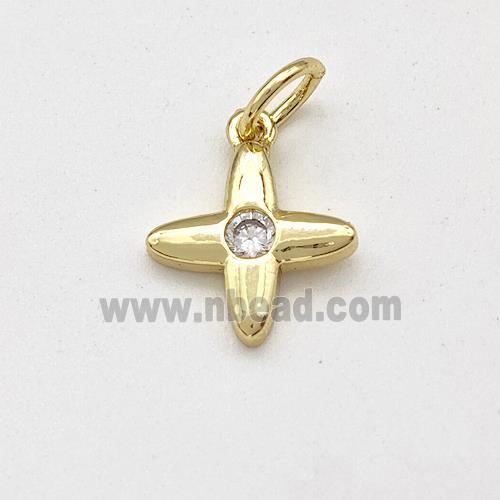 Copper Cross Pendant Pave Zirconia Gold Plated