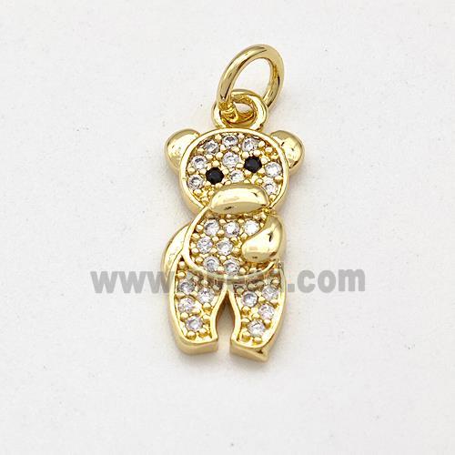 Copper Bear Pendant Micro Pave Zirconia Gold Plated