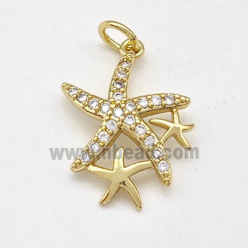 Copper Starfish Pendant Micro Pave Zirconia Gold Plated