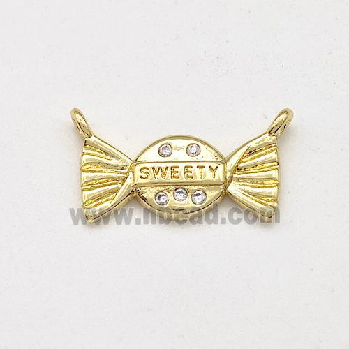 Sweety Candy Charms Copper Pendant Micro Pave Zirconia 2loops Gold Plated