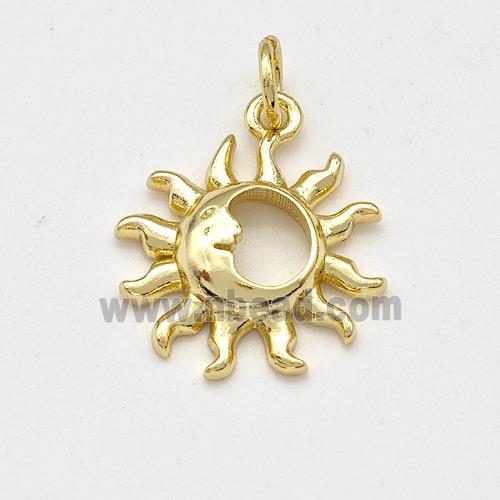 Copper Sun Moon Charms Pendant Gold Plated