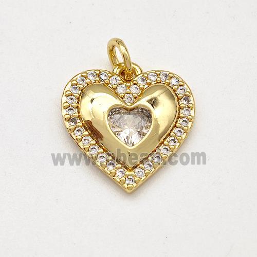 Copper Heart Pendant Pave Zirconia Gold Plated