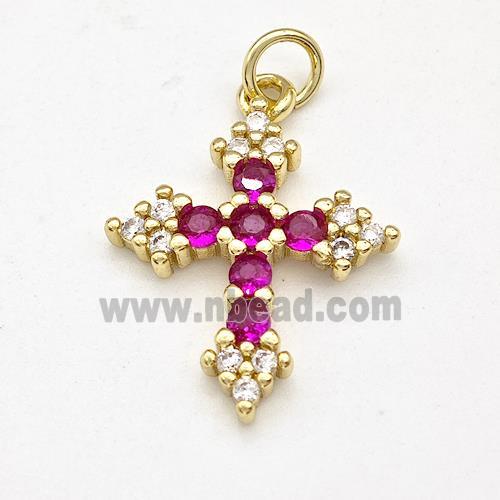 Copper Cross Pendant Micro Pave Zirconia Gold Plated