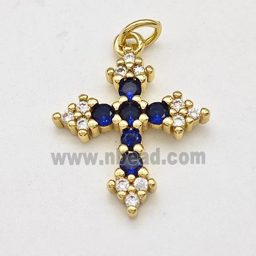 Copper Cross Pendant Micro Pave Zirconia Gold Plated