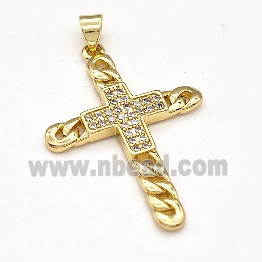 Copper Cross Pendant Pave Zirconia Gold Plated