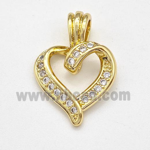 Copper Heart Pendant Micro Pave Zirconia Gold Plated