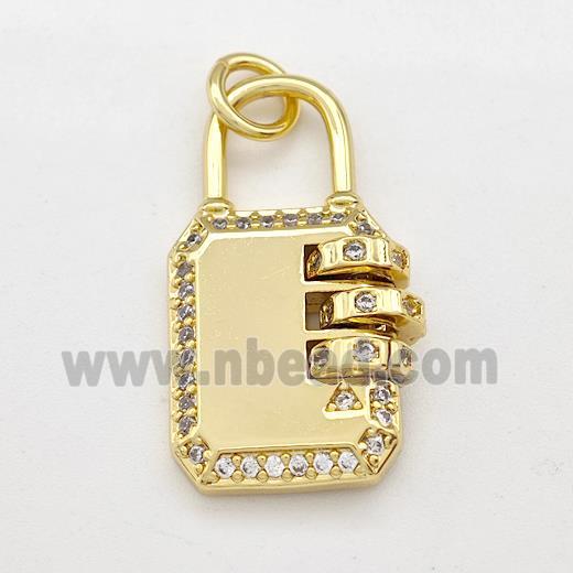 Copper Lock Pendant Pave Zirconia Gold Plated