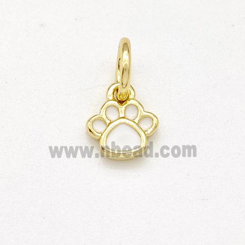 Copper Paws Charms Pendant White Enamel Gold Plated