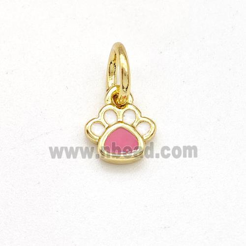 Copper Paws Charms Pendant White Pink Enamel Gold Plated