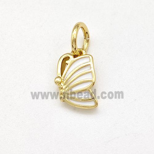 Copper Butterfly Pendant White Enamel Gold Plated