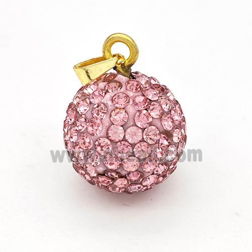 Clay Round Pendant Micro Pave Pink Rhinestone