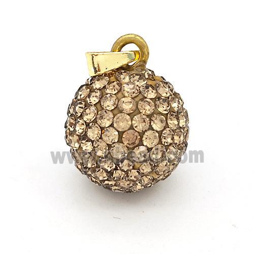 Clay Round Pendant Micro Pave Champagne Rhinestone