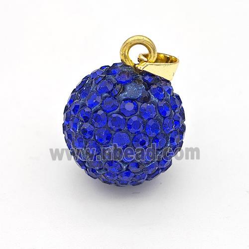 Clay Round Pendant Micro Pave Lapisblue Rhinestone