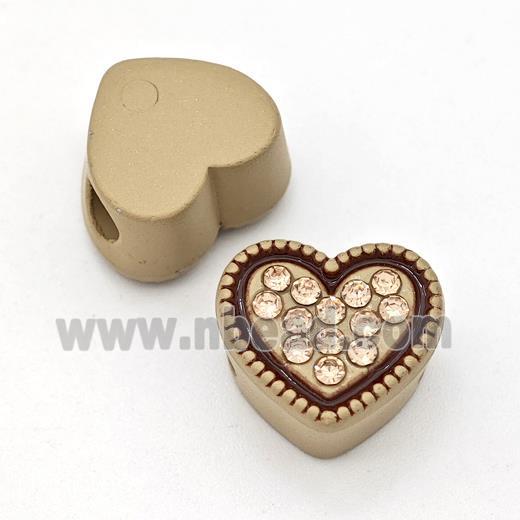 Resin Heart Micro Pave Rhinestone Large Hole