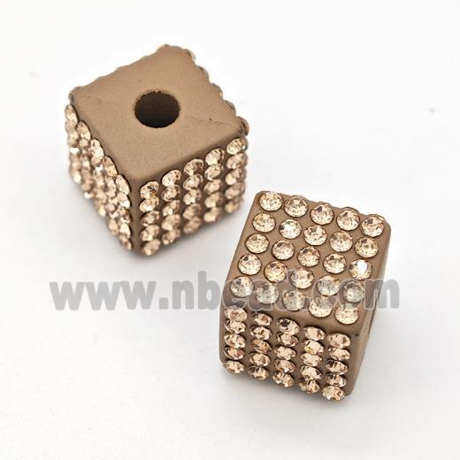 Resin Cube Beads Micro Pave Rhinestone Large Hole