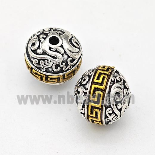 Tibetan Style Alloy Round Beads Antique Silver Gold