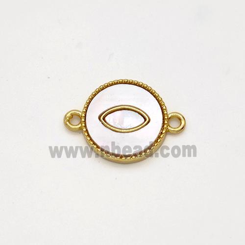 Copper Circle Eye Connector Pave Shell 18K Gold Plated