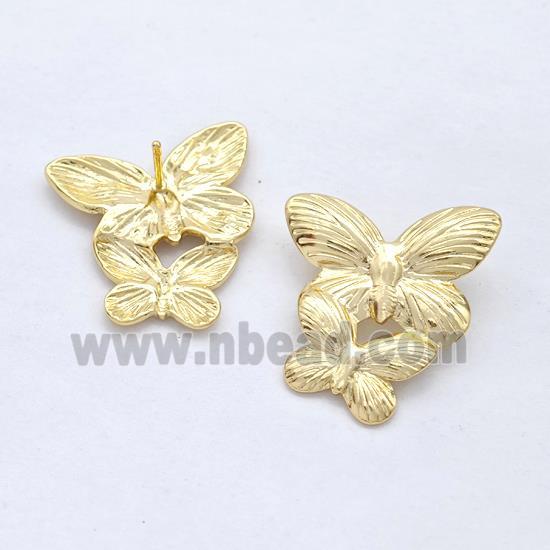 Copper Butterfly Stud Earrings Gold Plated