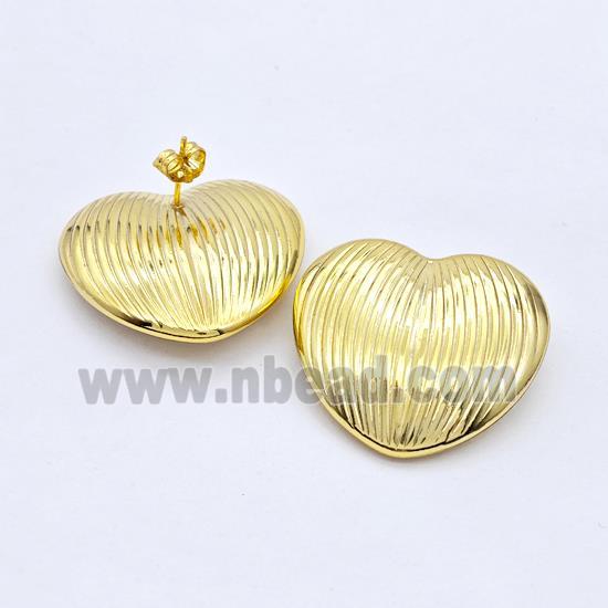 Copper Heart Stud Earrings Gold Plated