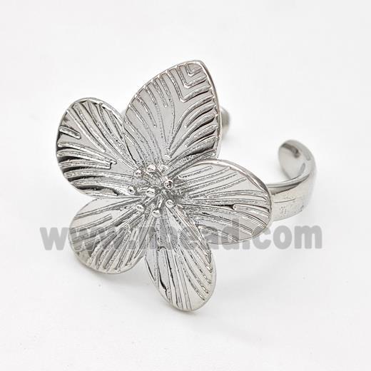 Copper Flower Rings Platinum Plated