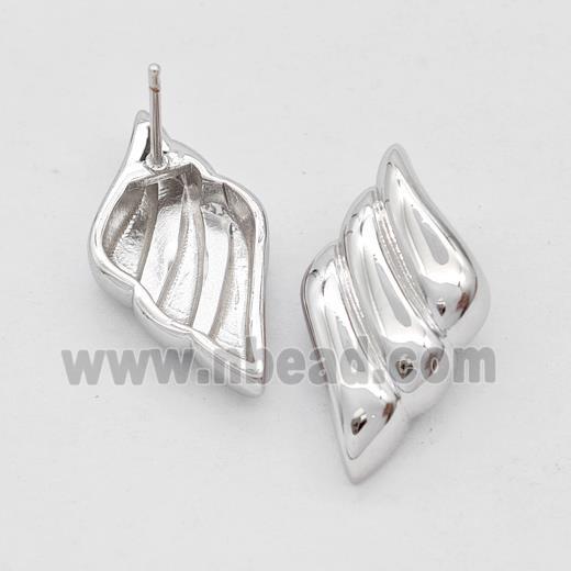 Copper Angel Wings Stud Earrings Platinum Plated