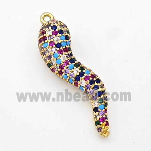 Copper Chili Pendant Micro Pave Zirconia Capsicum Gold Plated