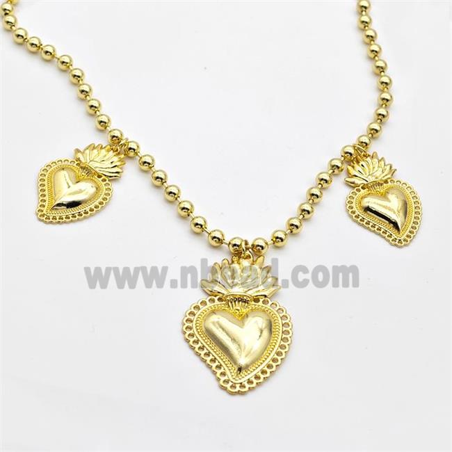 Copper Heart Necklace Gold Plated